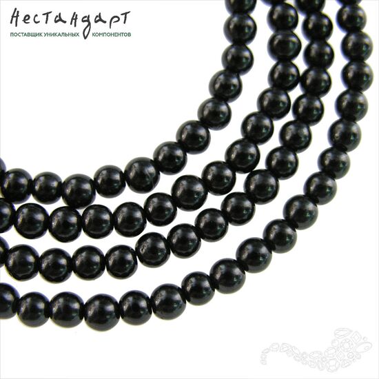 Гагат натуральный гладкий 5 мм (уп. 10 шт.)