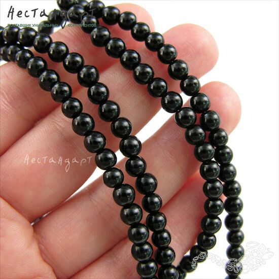 Гагат натуральный гладкий 5 мм (уп. 10 шт.), изображение 2