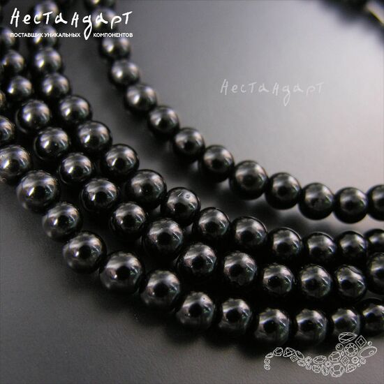 Гагат натуральный гладкий 5 мм (уп. 10 шт.), изображение 3