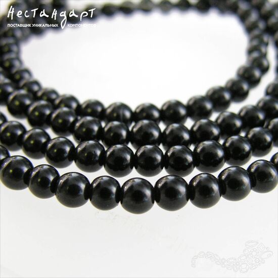 Гагат натуральный гладкий 5 мм (уп. 10 шт.), изображение 4