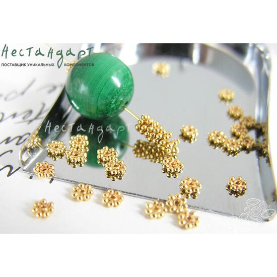 Бусина-спейсер Daisy Vermeil Sterling Silver 3,5х1 мм (уп. 6 шт.), изображение 3