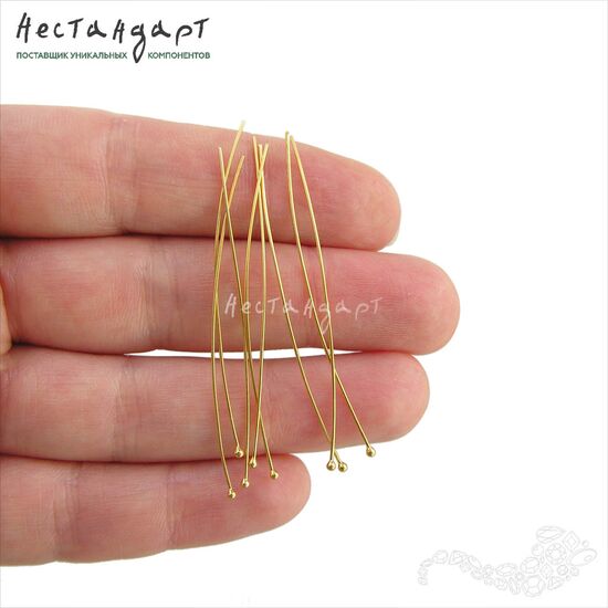 Пин с шариком Vermeil Sterling Silver 50х0,5 мм, изображение 2