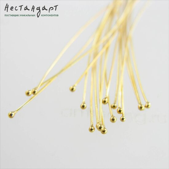 Пин с шариком Vermeil Sterling Silver 50х0,5 мм, изображение 4