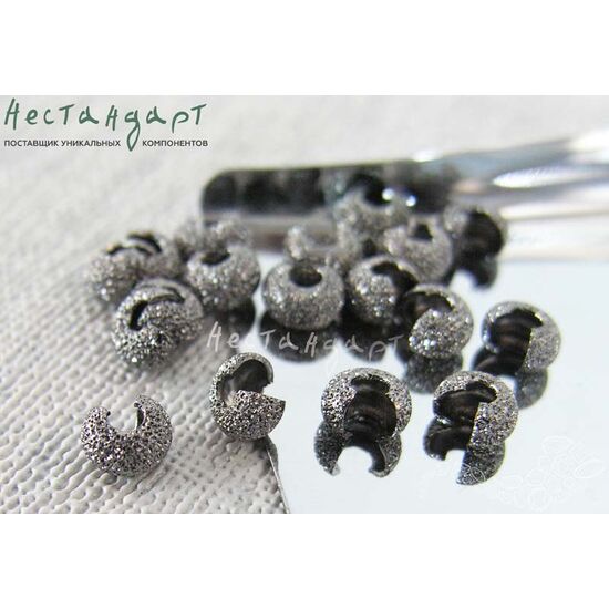 Маскировочные (Обжимные) бусины Sparkle Gunmetal 4,5 мм, изображение 2