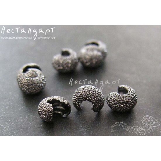Маскировочные (Обжимные) бусины Sparkle Gunmetal 4,5 мм, изображение 4