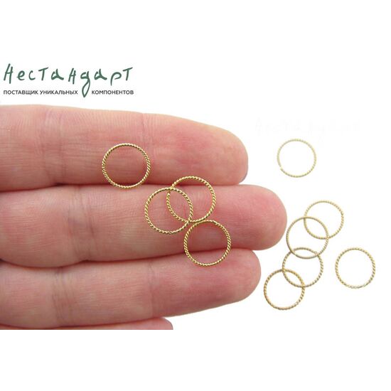 Кольцо соединительное паяное Twisted Round Gold Filled 10 мм, изображение 3