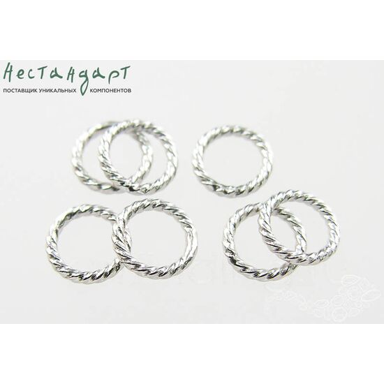Кольцо соединительное паяное Twisted Sterling Silver Rhodium Plated 7 мм, изображение 2