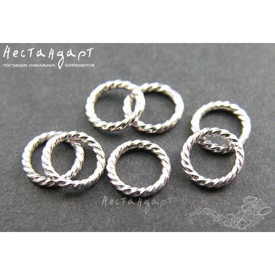Кольцо соединительное паяное Twisted Sterling Silver Rhodium Plated 7 мм, изображение 3