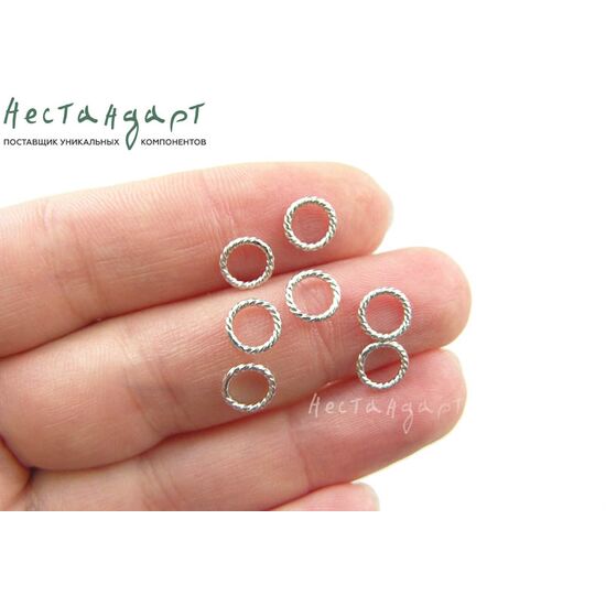 Кольцо соединительное паяное Twisted Sterling Silver Rhodium Plated 7 мм, изображение 4