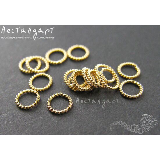 Кольцо соединительное паяное Twisted Round Gold Filled 6х0,8 мм, изображение 3