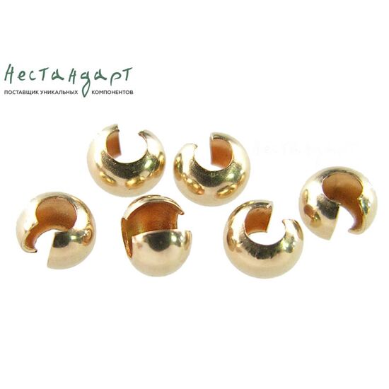 Маскировочные (Обжимные) бусины Gold Filled 4 мм, изображение 2