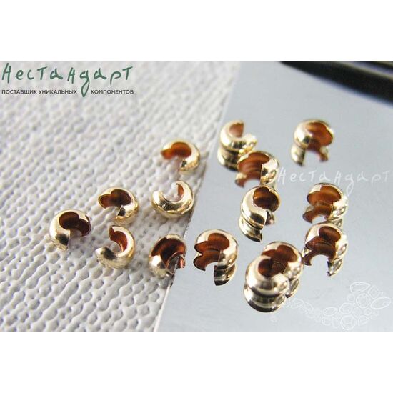 Маскировочные (Обжимные) бусины Gold Filled 2,5 мм, изображение 2
