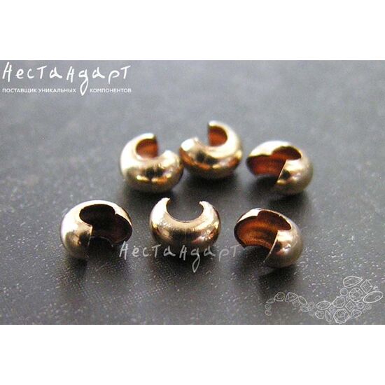 Маскировочные (Обжимные) бусины Gold Filled 2,5 мм, изображение 3