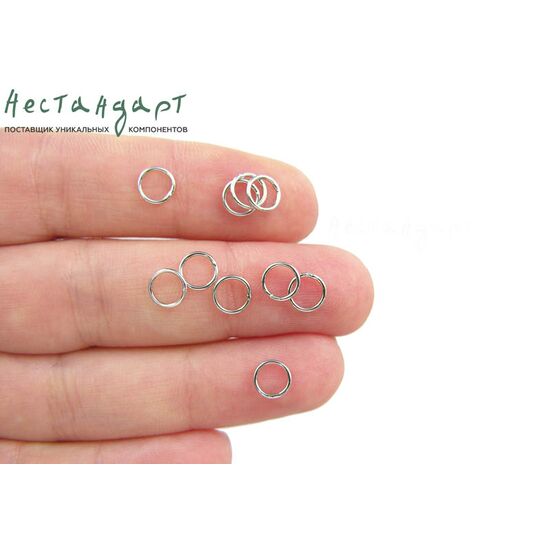 Кольцо соединительное паяное Ring Sterling Silver Rhodium Plated 6х0,8 мм, изображение 3