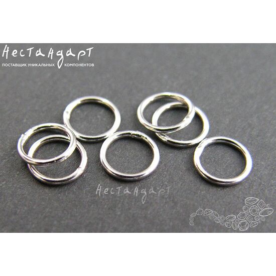 Кольцо соединительное паяное Ring Sterling Silver Rhodium Plated 6х0,8 мм, изображение 4