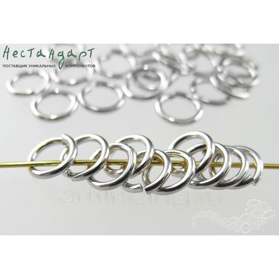 Кольцо соединительное разъемное Open Ring Sterling Silver Rhodium Plated 8х1,2 мм