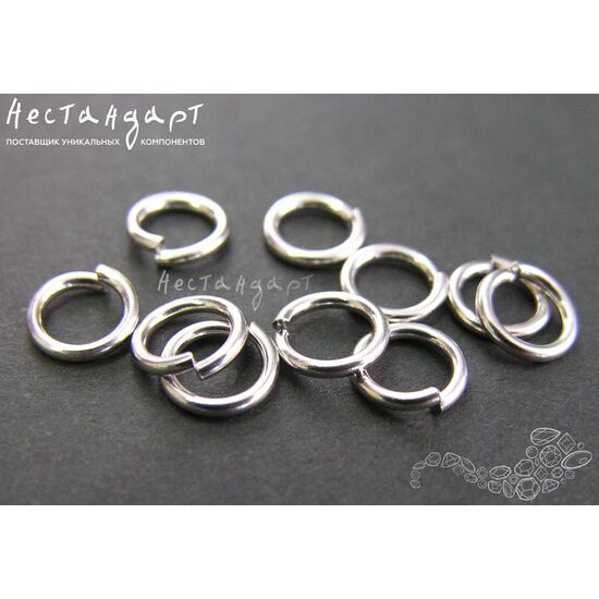 Кольцо соединительное разъемное Open Ring Sterling Silver Rhodium Plated 8х1,2 мм, изображение 3