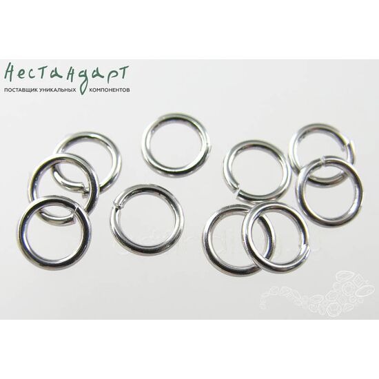 Кольцо соединительное разъемное Open Ring Sterling Silver Rhodium Plated 8х1,2 мм, изображение 4