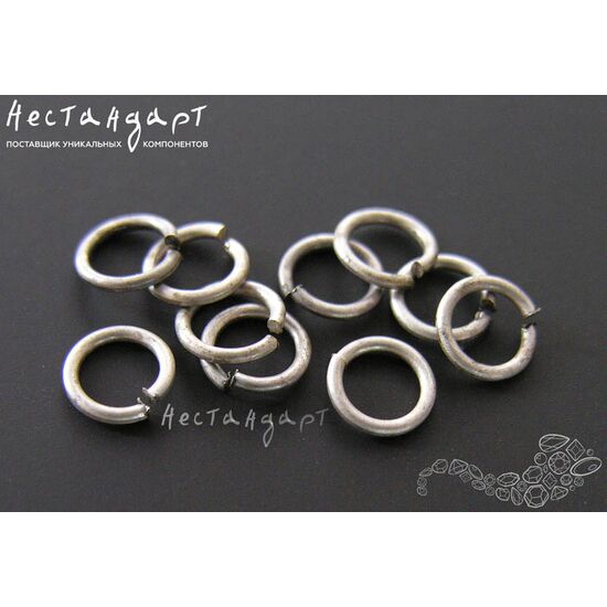 Кольцо соединительное разъемное Antique Silver 6х0,9 мм (уп. 10 шт.), изображение 2