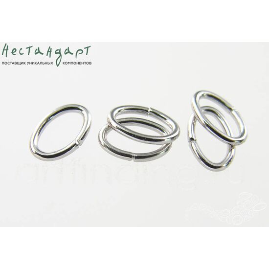 Кольцо соединительное разъемное Oval Open Sterling Silver Rhodium Plated 7,5х5 мм