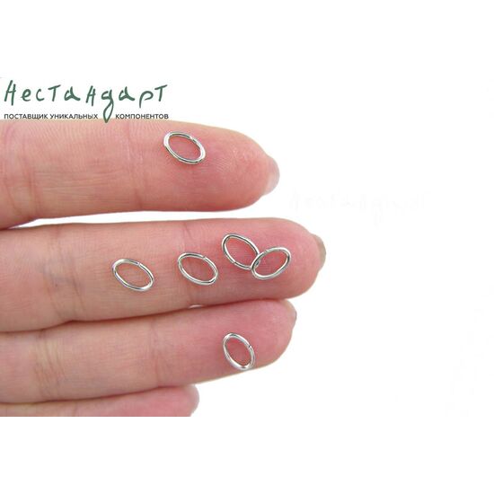 Кольцо соединительное разъемное Oval Open Sterling Silver Rhodium Plated 7,5х5 мм, изображение 2