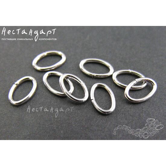 Кольцо соединительное разъемное Oval Open Sterling Silver Rhodium Plated 7,5х5 мм, изображение 3