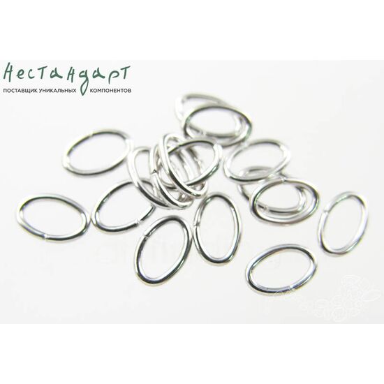 Кольцо соединительное разъемное Oval Open Sterling Silver Rhodium Plated 7,5х5 мм, изображение 4