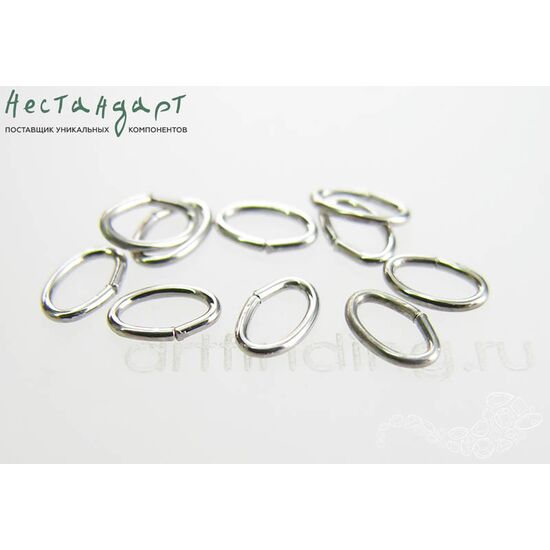 Кольцо соединительное разъемное Oval Sterling Silver Rhodium Plated 6,5х4 мм