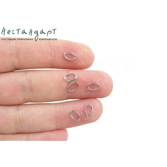 Кольцо соединительное разъемное Oval Sterling Silver Rhodium Plated 6,5х4 мм, изображение 2