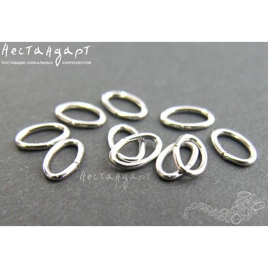 Кольцо соединительное разъемное Oval Sterling Silver Rhodium Plated 6,5х4 мм, изображение 3