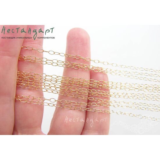 Цепочка якорная Gold Filled 3x2 мм (уп. 9 см), изображение 3