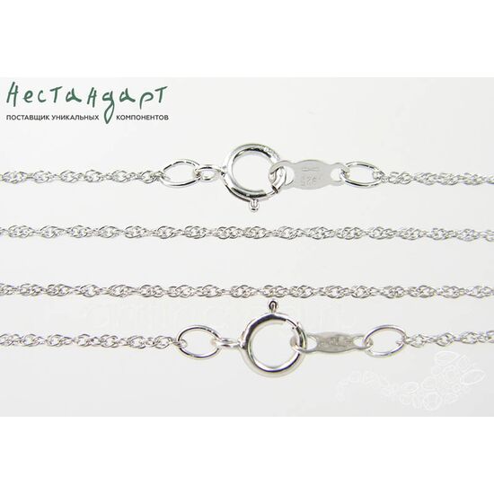 Цепочка кордовая Sterling Silver Rhodium Plated с замком 45,5 см, изображение 4