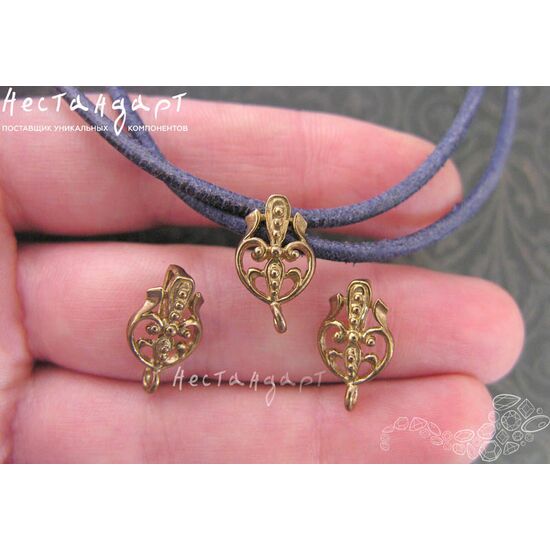 Бейл-держатель для кулона Wattle латунь 17х10 мм, изображение 3