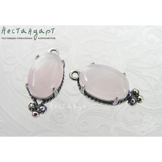 Подвеска со вставкой Розовый Кварц Silver Plated 19х8,5 мм, изображение 2