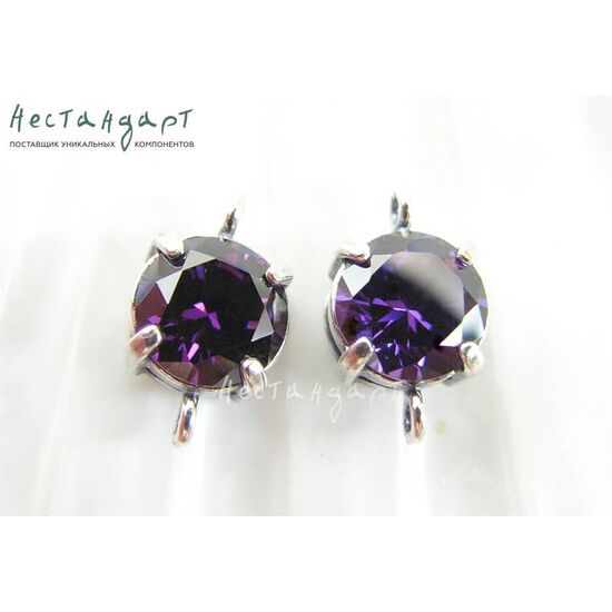 Коннектор со вставкой Amethyst Fianit Silver Plated 14х8х6 мм