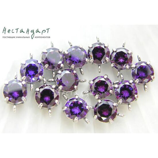 Коннектор со вставкой Amethyst Fianit Silver Plated 14х8х6 мм, изображение 2