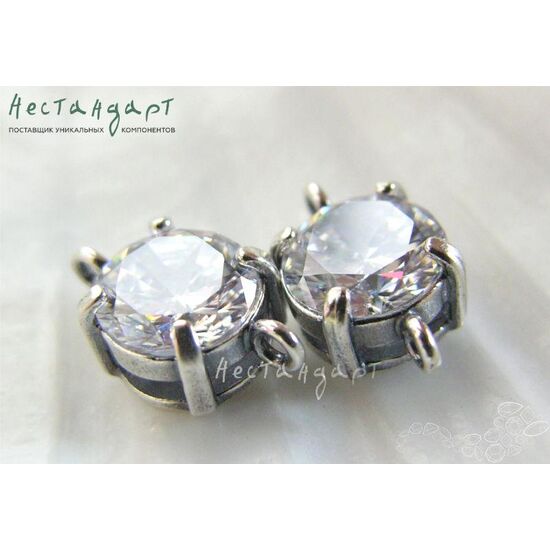 Коннектор со вставкой Crystal Fianit Silver Plated 14х8х6 мм