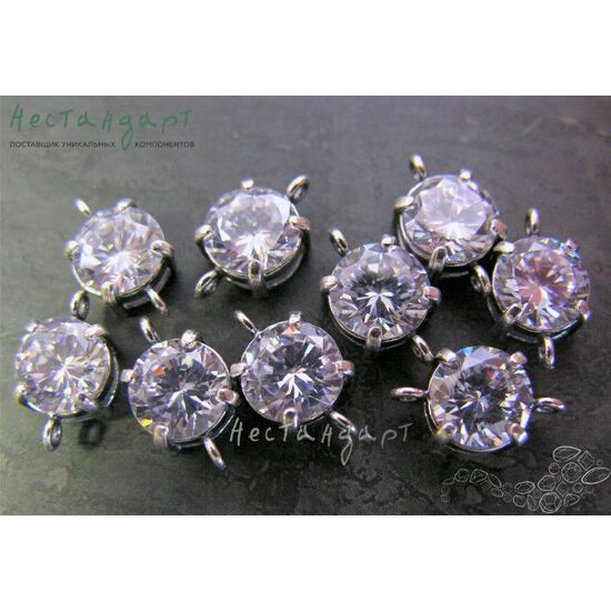 Коннектор со вставкой Crystal Fianit Silver Plated 14х8х6 мм, изображение 2