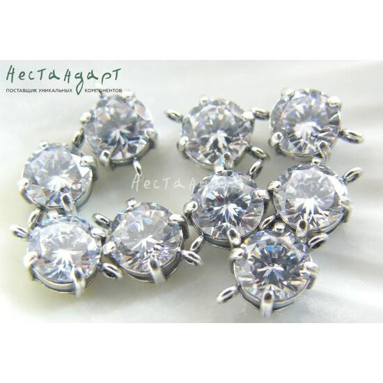 Коннектор со вставкой Crystal Fianit Silver Plated 14х8х6 мм, изображение 3