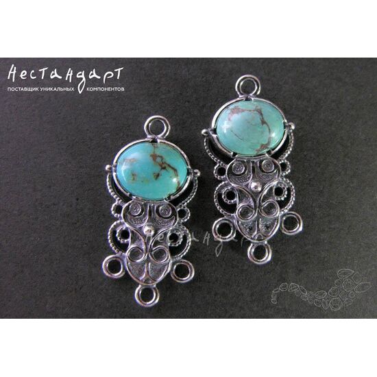 Коннектор со вставкой Говлит Vintage Silver Plated 28х14 мм