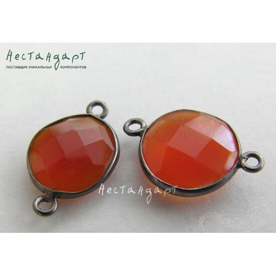 Коннектор со вставкой Сердолик Silver Plated 20х13 мм