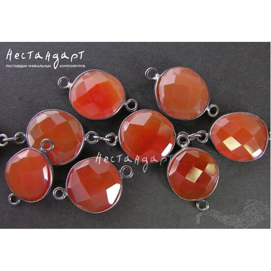 Коннектор со вставкой Сердолик Silver Plated 20х13 мм, изображение 3