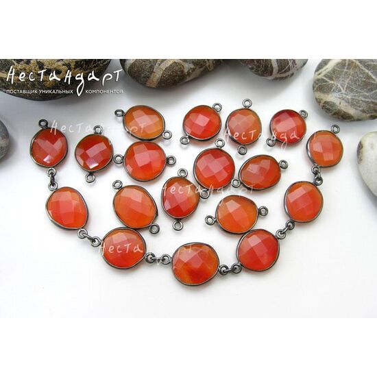 Коннектор со вставкой Сердолик Silver Plated 20х13 мм, изображение 4