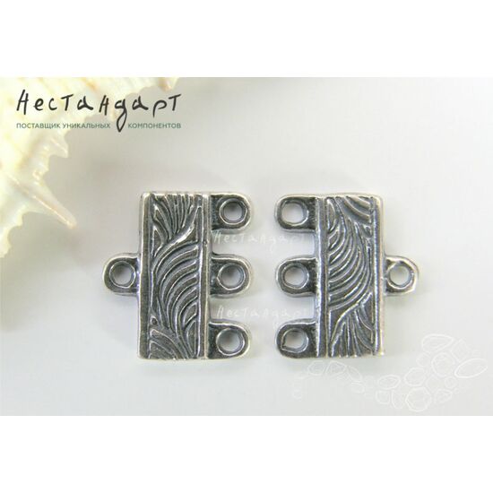 Коннектор-разделитель на 3 нити Ripple Sterling Silver 12х10 мм