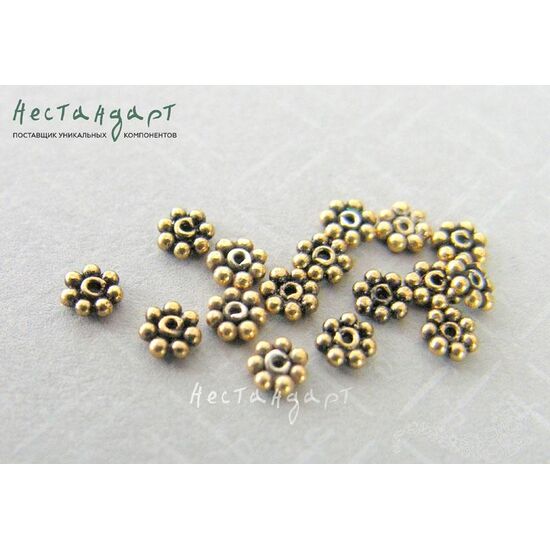 Бусина-спейсер Daisy Antique Vermeil Sterling Silver 3,5х1 мм