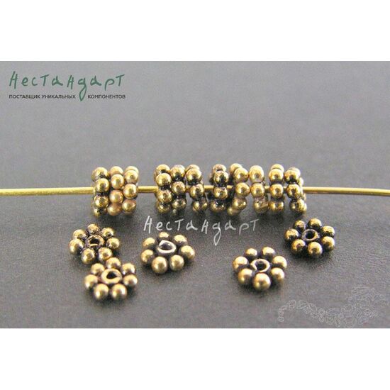 Бусина-спейсер Daisy Antique Vermeil Sterling Silver 3,5х1 мм, изображение 2