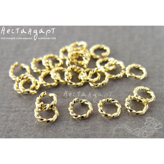 Кольцо соединительное витое разъемное Twisted Round Gold Plated 5х1 мм (уп. 10 шт.), изображение 2