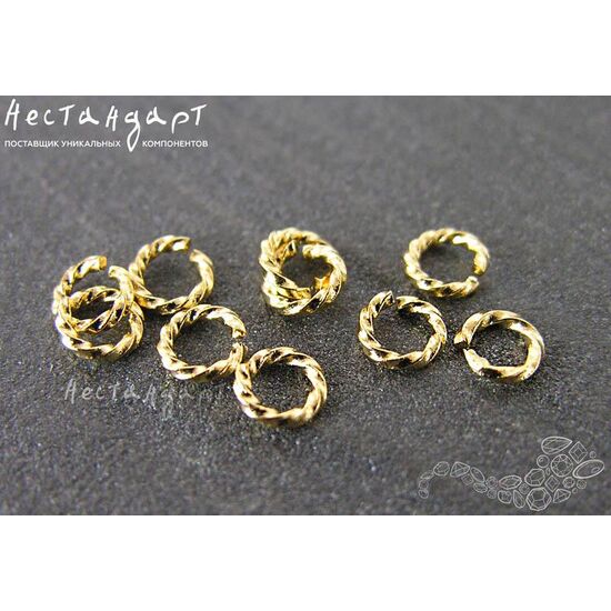 Кольцо соединительное витое разъемное Twisted Round Gold Plated 5х1 мм (уп. 10 шт.), изображение 4