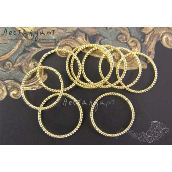 Кольцо соединительное паяное Twisted Round Vermeil Sterling Silver 16х1,2 мм