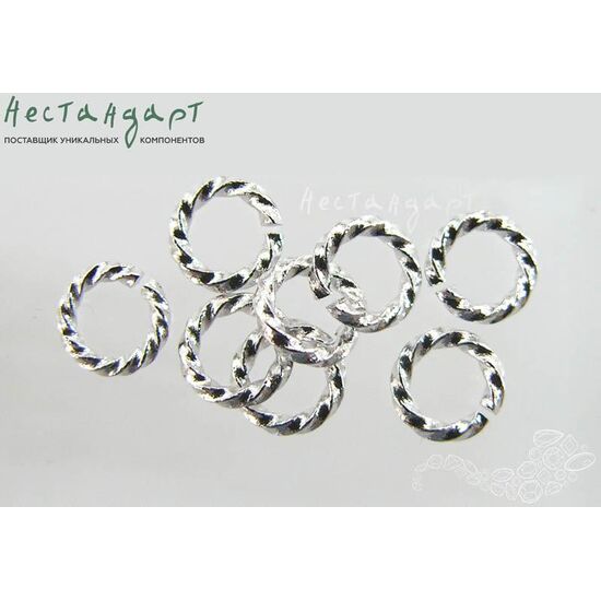 Кольцо соединительное витое разъемное Twisted Round Rhodium Plated 5х1 мм (уп. 10 шт.)